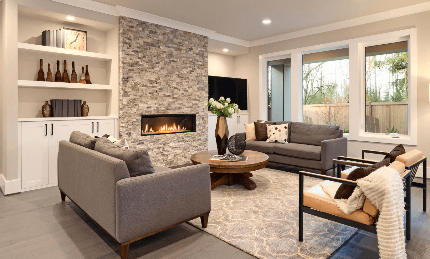 Cozy living room with fireplace